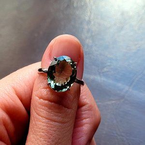 Stunning Natural Afghan Aquamarine Ring 3.65 CT, 18KT white gold, Blue-Green
